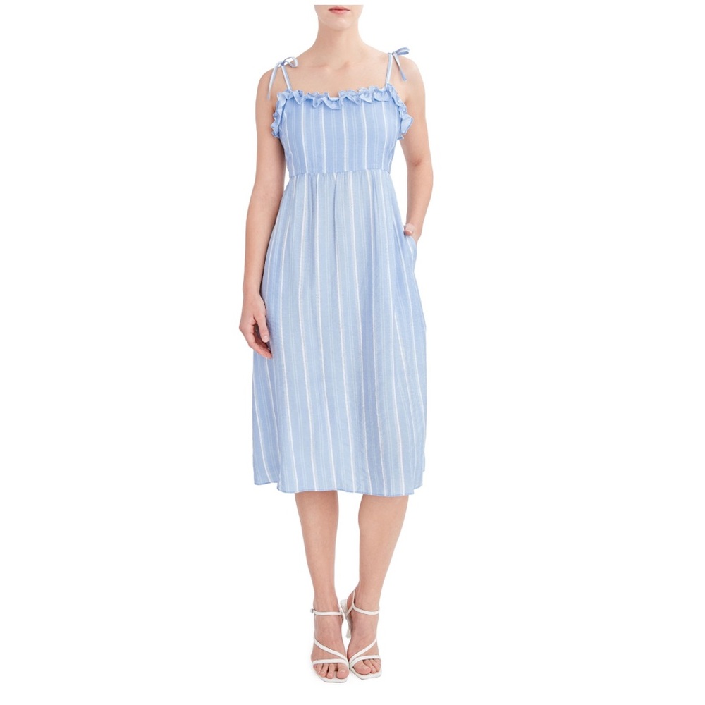BCBG Light Blue Striped Midi Dress